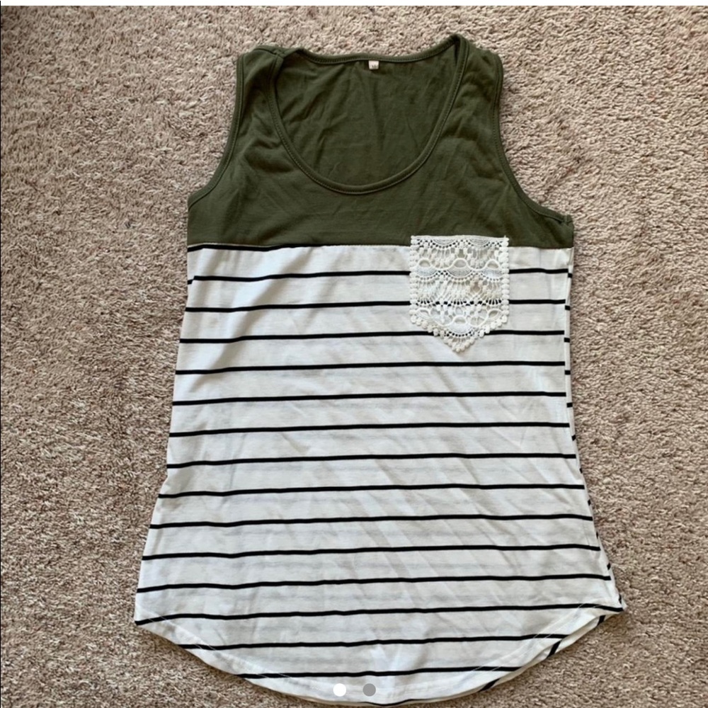 Green and white striped tank top